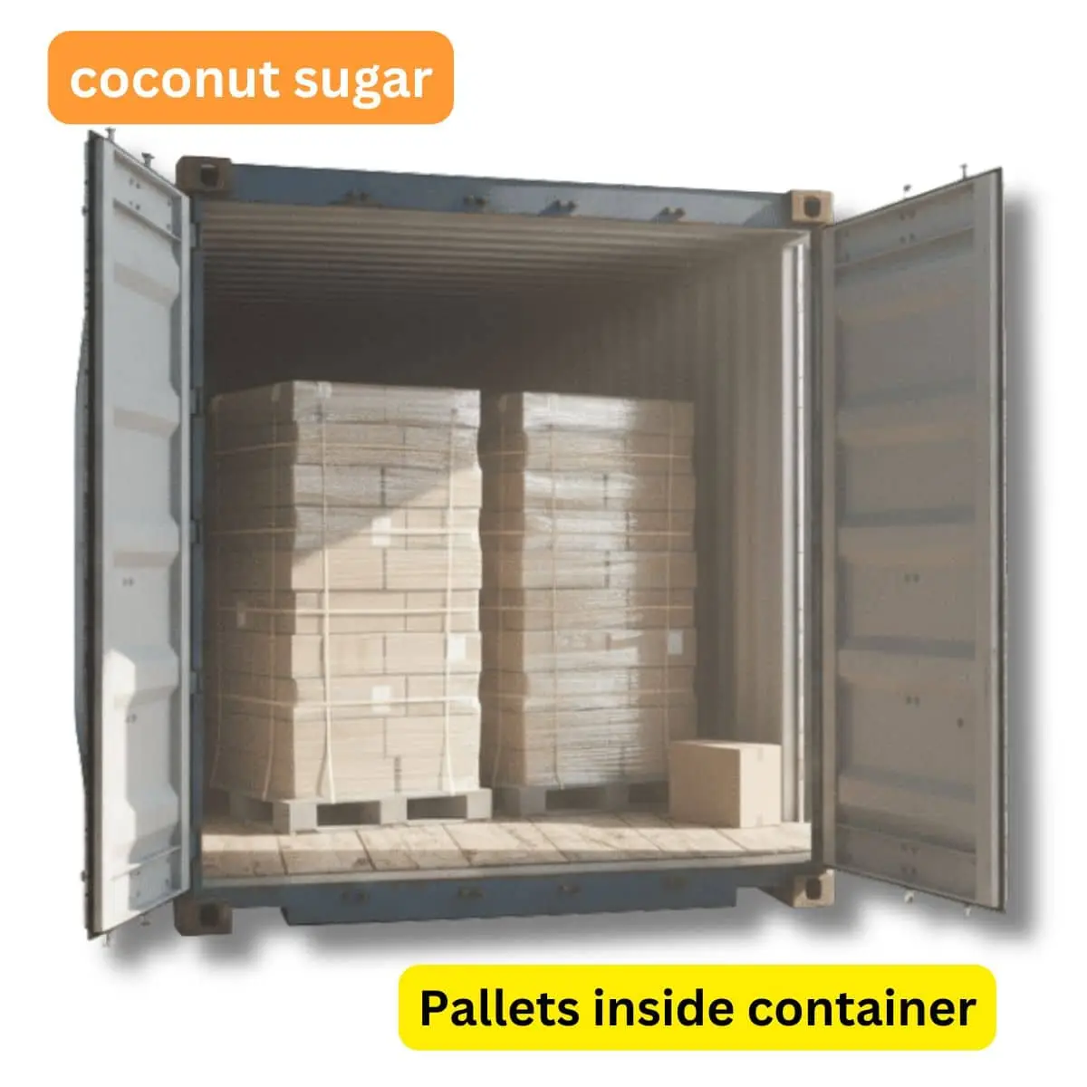 coconut sugar pallets-inside the container